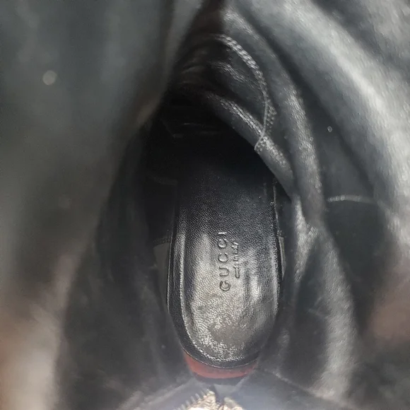 Gucci Black Leather Knee High Boots Low Heel Riding Boots Size 36.5 - Picture 13 of 14